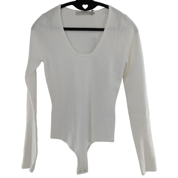 Revolve One Grey Day White Ribbed Bodysuit Women’s Size M - Picture 4 of 4